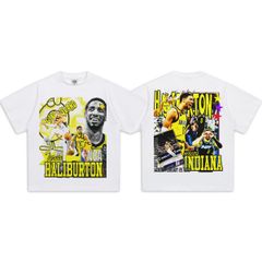 タイリース ハリバートン Tyrese Haliburton NBA 両面プリント ホワイト コットン 半袖 Tシャツ 男女兼用 S～3XL