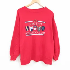 XL/古着 長袖 スウェット メンズ 00s 刺繍 大きいサイズ クルーネック 赤 レッド 24dec05 中古 スエット トレーナー トップス