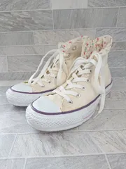 ◇ Θ converse × earth music&ecology コラボ ハイカット 花柄 スニーカー サイズ23.5ｃｍ アイボリー系 レディース E  【1503040008467】