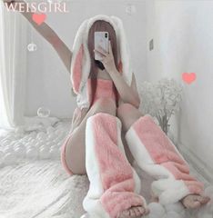 コスプレ コス衣装 バニーガール セクシー 兎 うさみみ 仮装 セットアップ ふわふわ もこもこ 可愛い 萌え レディース フリーサイズ ピンク ハロウィン クリスマス イベント 誘惑 大人用 コスチューム da310g4