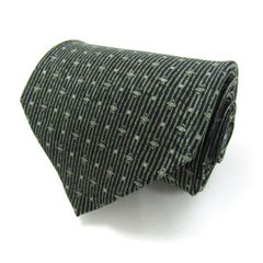 ピエールバルマン ブランド ネクタイ シルク 小紋柄 ドット柄 メンズ グリーン PIERRE BALMAIN 【中古】