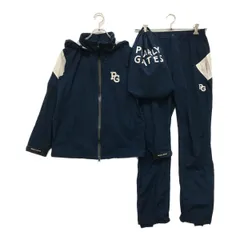 中古 レディース パーリーゲイツ PEARLY GATES レインウエア 0(S) 紺 ネイビー 2WAY 上下 収納袋付き