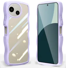 新品 AQUOS R9 かわいい ケース クリア 波状フレーム うねうね 耐衝撃 AQUOS R9 SH-51E スマホケース 滑り止め 人気 可愛い 女性用 女子向け アクオス R9 カバー 落下防止 ワイヤレス充電対応 (パープル)のサムネイル