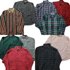 古着卸 まとめ売り 90'S オールドトミーヒルフィガー 長袖シャツ 10枚セット (メンズ XL /2XL ) デニム ストライプ チェック 古着 NB6067