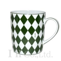 PRADA プラダ 格子柄 マグカップ OT6016 陶器 ホワイト グリーン
