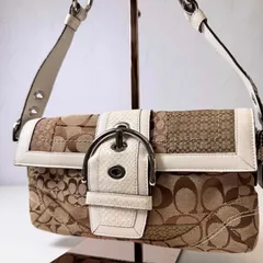 ✨Bランク　COACH　ソーホー　パイソン　パッチワーク　ワンショルダーバッグ　bag　アクセサリーポーチ　シグネチャー　10087　ブラウン　「61EL」