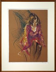 【真作】版画　ジャック・ペクナール　リトグラフ　女性像　美人画　X176 ジャック ペクナール（Jacque PECNARD）「座る女」リトグラフ
