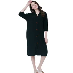 ☆ ブラック ☆ 3XL ☆ バスローブ男女 pk2301 バスローブ ルームウェア ルームウエア ナイトウェア ナイトウエア パジャマ ワンピース ネグリジェ 部屋着 寝巻き 寝間着 スリーパー 七分袖 風呂上がり 薄手 膝丈 無地 軽量 メンズ レディースのサムネイル