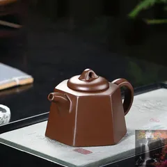 【美品・新品未使用】本物 紫砂壺 大紅袍 茶壷 カンフーティー 中国古玩 茶器 ティーポット 朱泥急須 カンフーティー 手彫 陶器 美術品 宜興産 極上美品