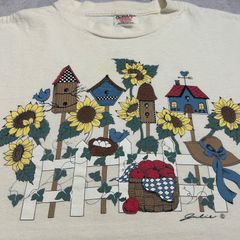 90s USA製 ONEITA ひまわりt アートt ビンテージt 袖裾シングル 古着