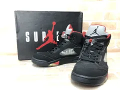 【中古】 箱有 NIKE×Supreme ナイキ×シュプリーム Air Jordan 5 Retro 824371-001 ブラック US9 111393700