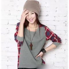 送料無料 シャツ カットソー 長袖 タータンチェック ネルシャツ チェック クリスマス 冬 プレゼント