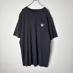 【L】USA古着 Carhartt LOOSE FIT Tシャツ ロゴ ワンポイント ポケット オーバーサイズ ブラック