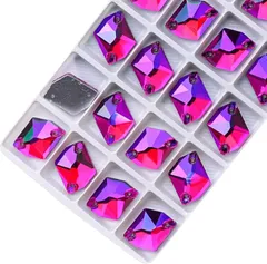 Hapipa 装飾用 ガラスビジュー ガラスストーン 高輝度 パーツ ソーオン ソーオンビジュー ガラスビーズ コズミック型 穴あき 手芸用 縫い付け 縫いつけビジュー 衣装パーツ カラー(オーロラピンク 9x12mm)