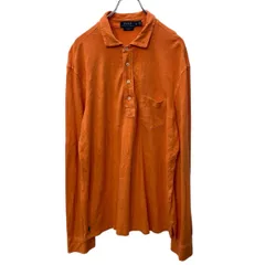 POLO RALPH LAUREN 長袖 無地ポロシャツ XL オレンジ ポロラルフローレン ビッグサイズ 古着卸 アメリカ仕入 a704-5847