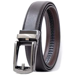 ダークブラウンB_ウエスト100cmまで対応 [BEEL] ベール ベルト メンズ 牛革 オートロック式ベルト レザー 紳士 穴無し 大きいサイズ ビジネス スーツ カジュアル 【バックルタイプ：シンプル】 シュリンク ダークブラウン