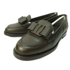 サルヴァトーレフェラガモ Salvatore Ferragamo VIVALDO 新品同様 ヴァラ リボン ローファー シボ レザー カーフ 茶 ブラウン 6 約23.5cm 0753764