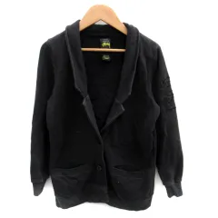 ステューシー STUSSY テーラードジャケット ミドル丈 七分袖 シングルボタン 刺繍 M 黒 ブラック /SM27のサムネイル