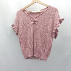◇ ⊂ tocco closet トッコ クローゼット フリル Vネック 半袖 ニット サイズM ピンク系 レディース E  【1501230040990】