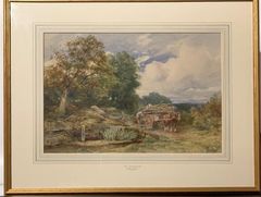 【絵画】D.BATES　「荷馬車のある風景」