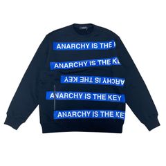 定価44000円 UNDERCOVER 裏起毛 ANARCHY IS THE KEY クルーネック ジップポケット付 スウェット トレーナー UC2D4802-6 B.BLACK サイズ２ アンダーカバー アナーキー ブラック 黒
