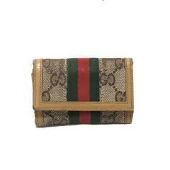 ●【最安値】GUCCI グッチ６連 キーケース シェリーライン/am-A-207-5548-2.45/キャンバス/レザー/ベージュ/シリアルナンバー有/おしゃれ/高級/正規品