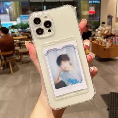 【新品未使用】チェキ収納 写真入れ付き クリアケース iPhoneケース  耐衝撃 TPU カバー アイフォン ケース 指紋防止 レンズ保護 人気 携帯カバー おしゃれ 可愛い かわいい かっこいい