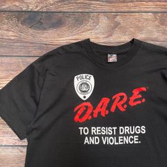 90's USA製 BEST  FRUIT OF THE LOOM   DARE  薬物乱用防止教育　シングルステッチ　半袖Tシャツ　XLサイズ