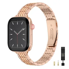【人気商品】可愛い おしゃれ レデース女性ビジネスメタル金属ストラップfor iWatch 細身ステンレスあっぷるうぉっち交換ベルト Series 11 38/40/41/42/44/45/46/49mm 10 9 バンド 8 7 バンド/アップルウォッチ 6