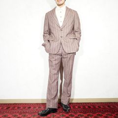 EU VINTAGE Chrismey KVALITET STRIPE PATTERNED DESIGN SET UP SUIT/ヨーロッパ古着ストライプ柄デザインセットアップスーツ