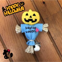 ハロウィンかぼちゃのかかしブローチ