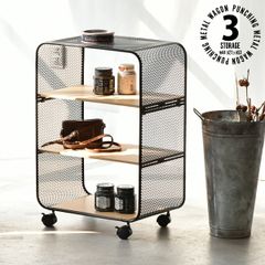 FML furniture パンチングメタル 3段シェルフ キャスター付き FML furniture パンチングメタル 3段シェルフ キャスター付き