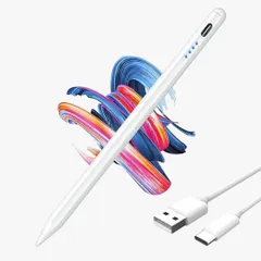 【Z3】タッチペン 他機種対応 高感度 USB Type-C 充電式 ペンシル スタイラスペン タブレット スマホ iPad Android Windows 替え芯  Pro Air ホワイト 持ちやすい 軽量