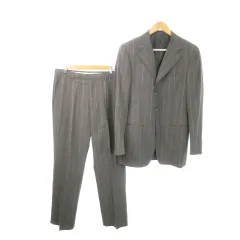 ヴェルサーチ ヴェルサーチェ VERSACE シングルスーツ セットアップ 2点セット テーラードジャケット 総裏地 スラックス ストライプ 48R M グレー /MN8 ■GY18