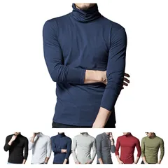 【特価商品】メンズ 長袖 Tシャツ タートルネック インナー 薄手 [ユニベイズ] 綿 ハイネック