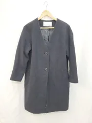 ◇ NATURAL BEAUTY BASIC ナチュラルビューティー ノーカラー ウール混 長袖 コート サイズM ネイビー レディース P  【1404250003870】のサムネイル