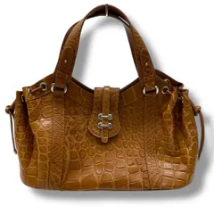 COCO GIOCARE ココジョカーレ クロコダイルレザー バッグ ハンドバッグ  HS-2278S 茶色 ブラウン レディース 北千住マルイゴーゴー古着店 有B9041