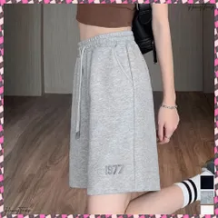 送料無料 スウェットショーツ 韓国風ショートパンツ レディース ウエストゴムスポーツパンツ ハイウエスト 五分丈ボトムス 体型カバーロゴショーパン 20代30代40代 夏服 ゆったり部屋パンツ カジュアル短パン夏 着やせ半ズボン美脚