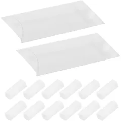 TKY ピローボックス クリア 枕型 大容量 ラッピング アクセサリー ビーズ(透明,  50個セット)