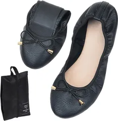 [LL FIERTE] 携帯スリッパ レディース 大人の上履き 折り畳み 持ち運びケース付き [ブラック] [24.5 cm]