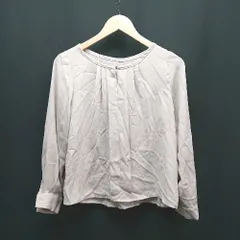 ◇ INGNI フロントボタン シンプル 薄手 春夏向け フェミニン 長袖 ブラウス サイズM ベージュ レディース E  【1310050042653】