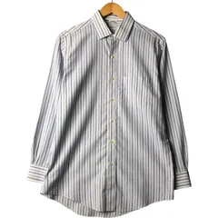 古着 ブルックスブラザーズ Brooks Brothers Est.1818 EXTRA SLIM FIT ワイドカラー 長袖 コットンストライプシャツ/eaa567423