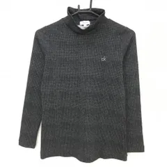 【超美品】カルバンクラインゴルフ 長袖ハイネックシャツ 黒×グレー 総柄 裏微起毛 レディース M ゴルフウェア Calvin Klein Golf