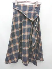◇ ⊇ ◎ PAGEBOY ページボーイ チェック 膝下丈 フレア スカート サイズF オレンジ ネイビー レディース P  【1409250041952】