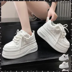 ボリューム厚底スニーカー レディース美脚 レースアップシューズ 脚長 ローカット靴 歩きやすい カジュアル靴 バイカラースニーカー疲れにくい 厚底6m 通勤通学靴 ホワイトスニーカー プラットフォーム靴 低身長さんシューズ