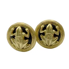 CHANEL シャネル ココマーク カエル モチーフ イヤリング 95P GP ヴィンテージ ゴールド メッキ アクセサリー 小物 レディース