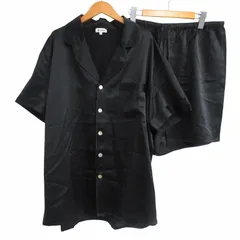 リリーシルク LILYSILK 美品 シルク100% パジャマセットアップ シャツ パンツ ナイトウェア ルームウェア 黒 ブラック XL