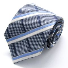 メイル&コー ブランド ネクタイ シルク チェック柄 格子柄 ドット柄 PO メンズ ネイビー MALE & Co 【中古】