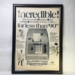 スミス コロナの計算機 ビンテージ広告　60年代　フレーム付ポスター　当時物