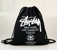 【24時間発送 特価限定販売 50個】ブラック STUSSY 新品未使用 ナップサック リュックサック キャンバスバッグ リュック バックパック 男女兼用
